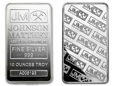 Johnson Matthey Or Engelhard 10 Ounce Silver Bar