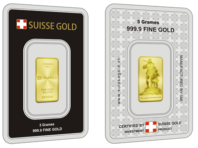 Suisse Gold 5 Gram Bar William Tell Son Suisse Gold 5 Gram Bar William