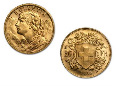 20 Swiss Franc Vreneli Gold Coin