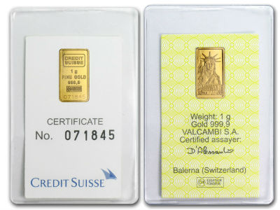 Credit Suisse 1 Gram Liberty Gold Bar